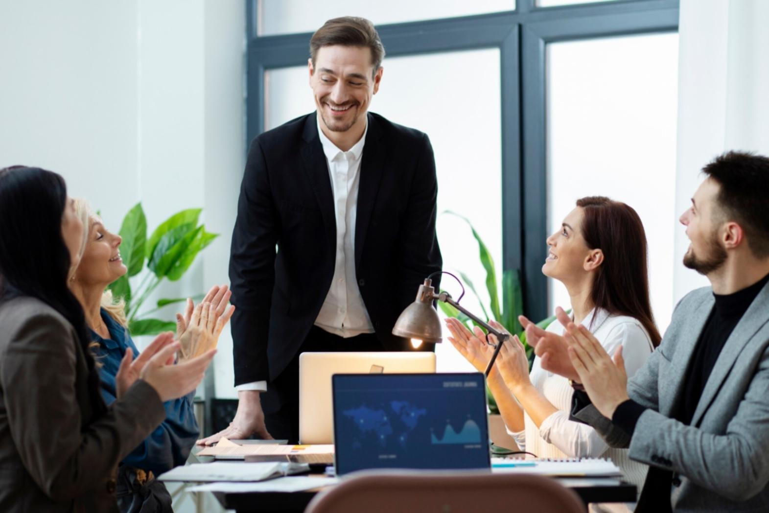 Professional team collaborating on financial education materials